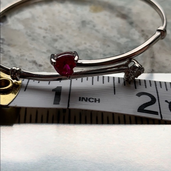 New JTV Lab Created Ruby Heart Bangle Bracelet - Picture 6 of 6